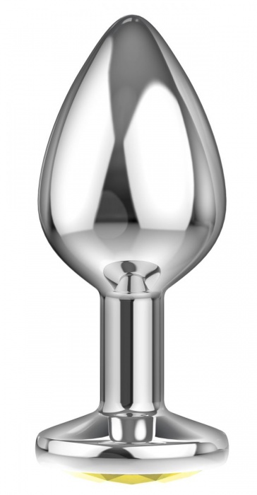 Большая серебристая анальная пробка Diamond Yellow Sparkle Large с жёлтым кристаллом - 8 см. - Lola Games - купить с доставкой в Химках