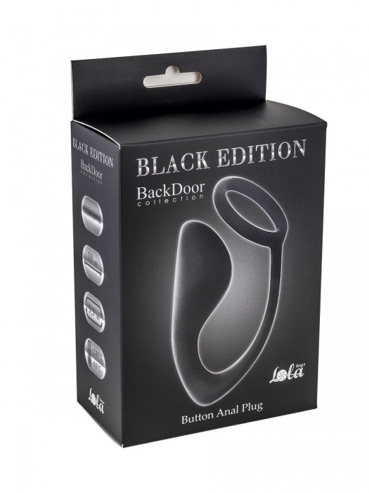Чёрное эрекционное кольцо с анальной пробкой Button Anal Plug - Lola Games - в Химках купить с доставкой