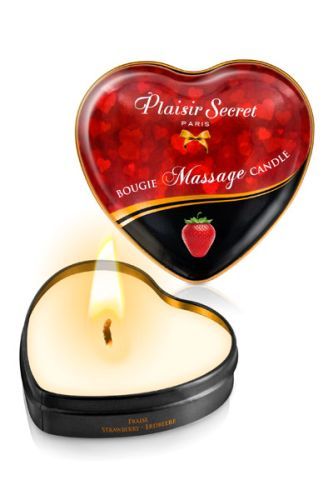Массажная свеча с ароматом клубники Bougie Massage Candle - 35 мл. - Plaisir Secret - купить с доставкой в Химках