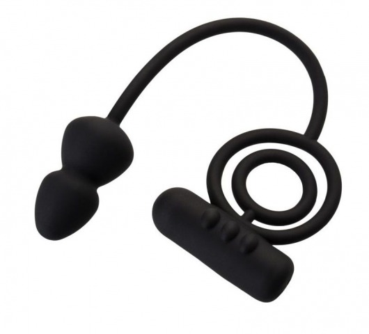Чёрное эрекционное кольцо с вибропулькой и анальным хвостом - Erotist Adult Toys - в Химках купить с доставкой