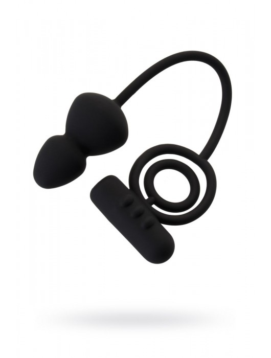 Чёрное эрекционное кольцо с вибростимулятором и анальным хвостом - Erotist Adult Toys - в Химках купить с доставкой