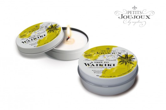Массажная свеча Petits Joujoux Waikiki Beach с ароматом кокоса и ананаса - 33 гр. - MyStim - купить с доставкой в Химках