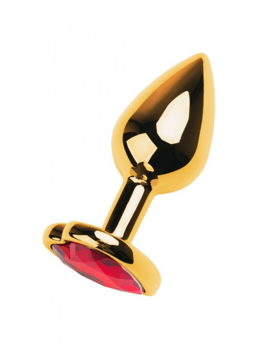 Золотистая анальная пробка с кристаллом-сердцем - 7,5 см. - ToyFa - купить с доставкой в Химках