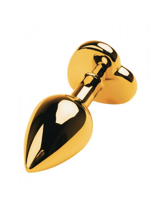 Золотистая анальная пробка с кристаллом-сердцем - 7,5 см. - ToyFa - купить с доставкой в Химках