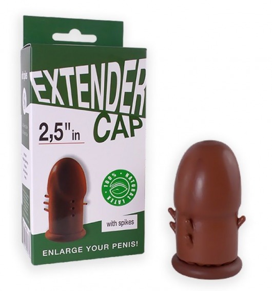 Коричневый латексный удлинитель пениса 2.5 in с шипиками - Sitabella - в Химках купить с доставкой