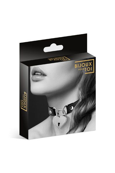 Черный чокер с замком в форме сердца - Bijoux Pour Toi - купить с доставкой в Химках