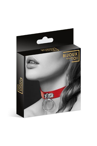 Красный узенький чокер с кольцом - Bijoux Pour Toi - купить с доставкой в Химках