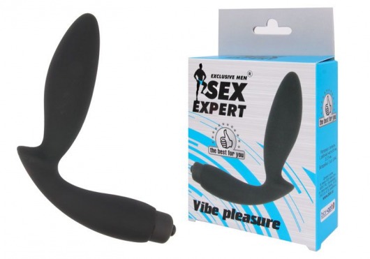 Чёрный вибростимулятор простаты Sex Expert Vibe Pleasure - Sex Expert - в Химках купить с доставкой
