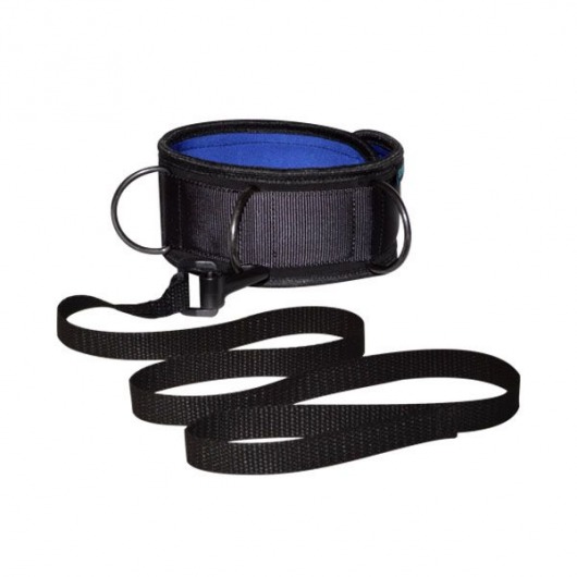 Чёрно-синий неопреновый ошейник с поводком - Sitabella - купить с доставкой в Химках