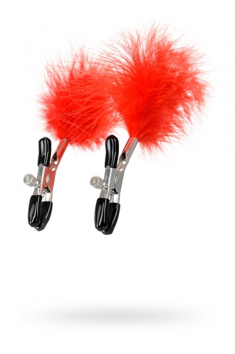 Зажимы для сосков с красным пухом Theatre - ToyFa - купить с доставкой в Химках