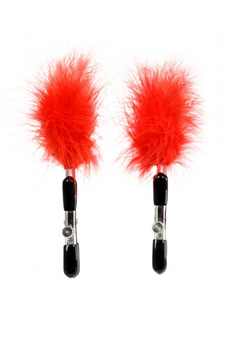 Зажимы для сосков с красным пухом Theatre - ToyFa - купить с доставкой в Химках